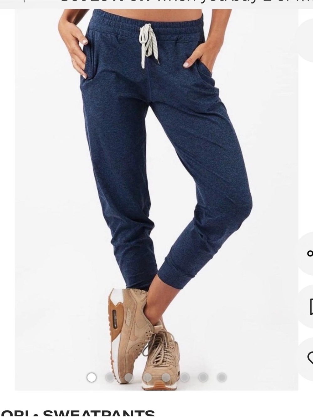 Vuori Navy Drawstring Joggers with Contrast Tie